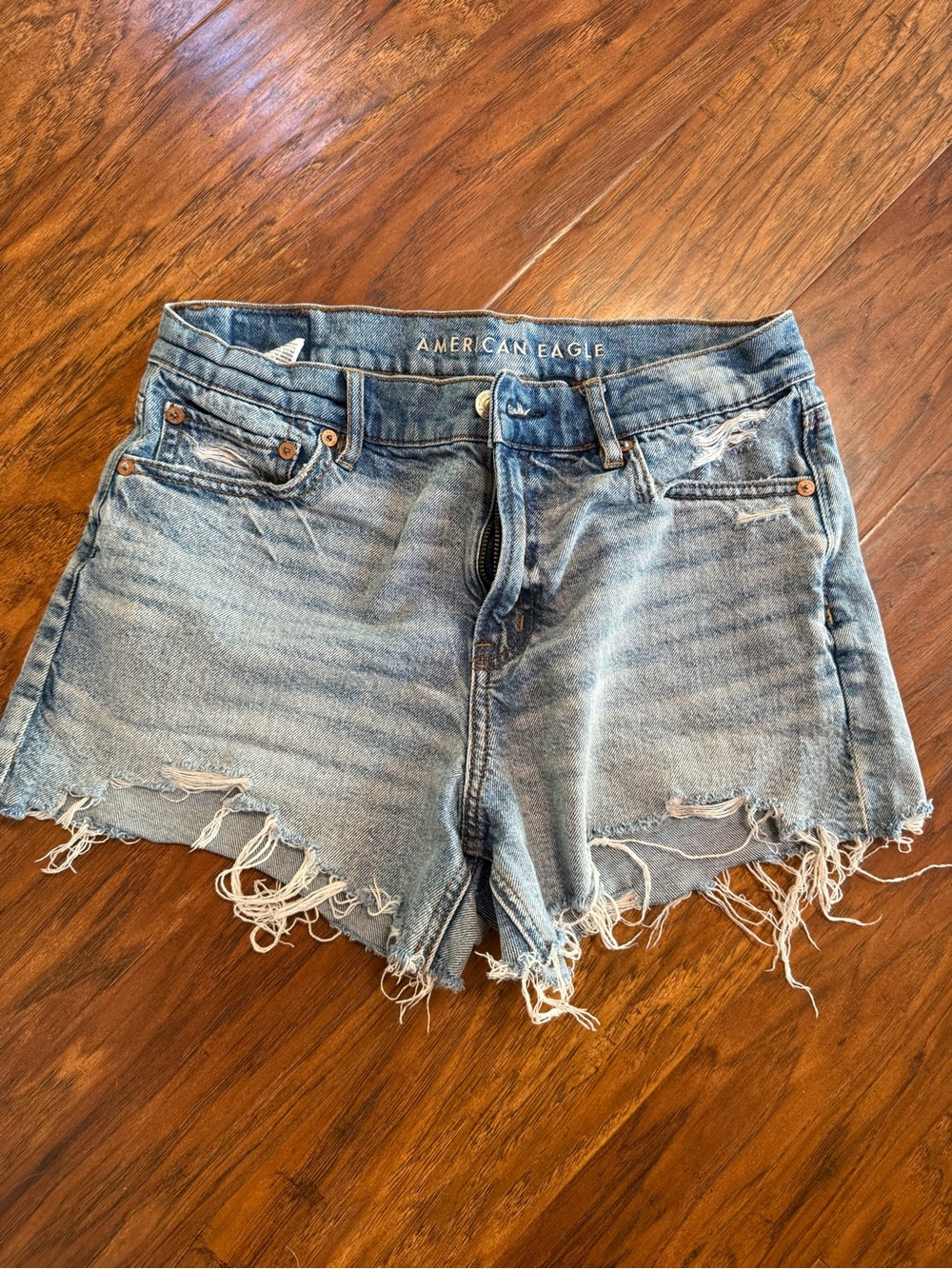 American Eagle Outfitters Light Wash Distressed Denim Cutoff Shorts